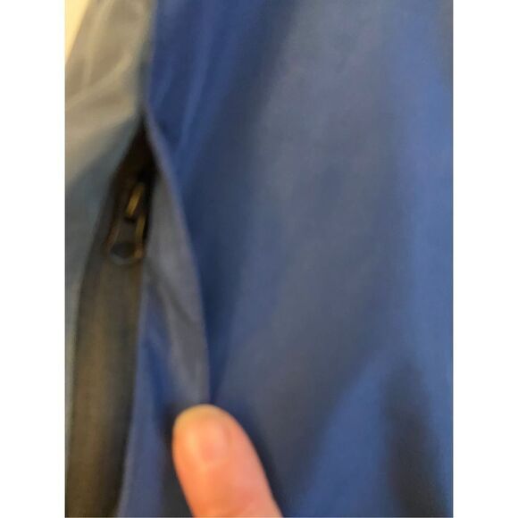 Frogg Toggs M-L Mens rain jacket collar hood blue gray Color Block Nwot - Picture 9 of 9